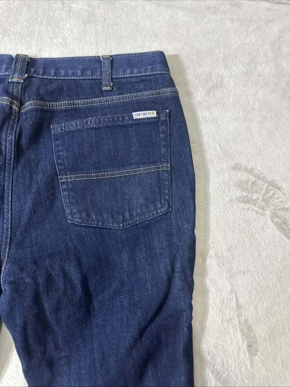 Carhartt Original Fit Flannel Lined Straight Leg Jeans Women’s 14R Dark Wash